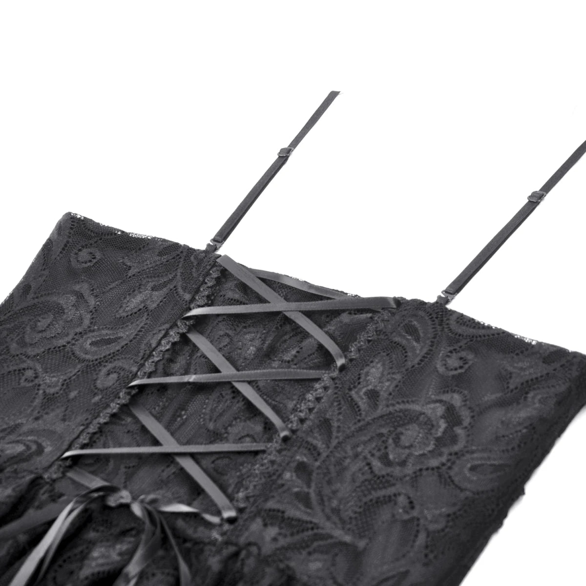 Vestido Gótico Asimétrico de Encaje con Espalda Corsé - Crazyinlove