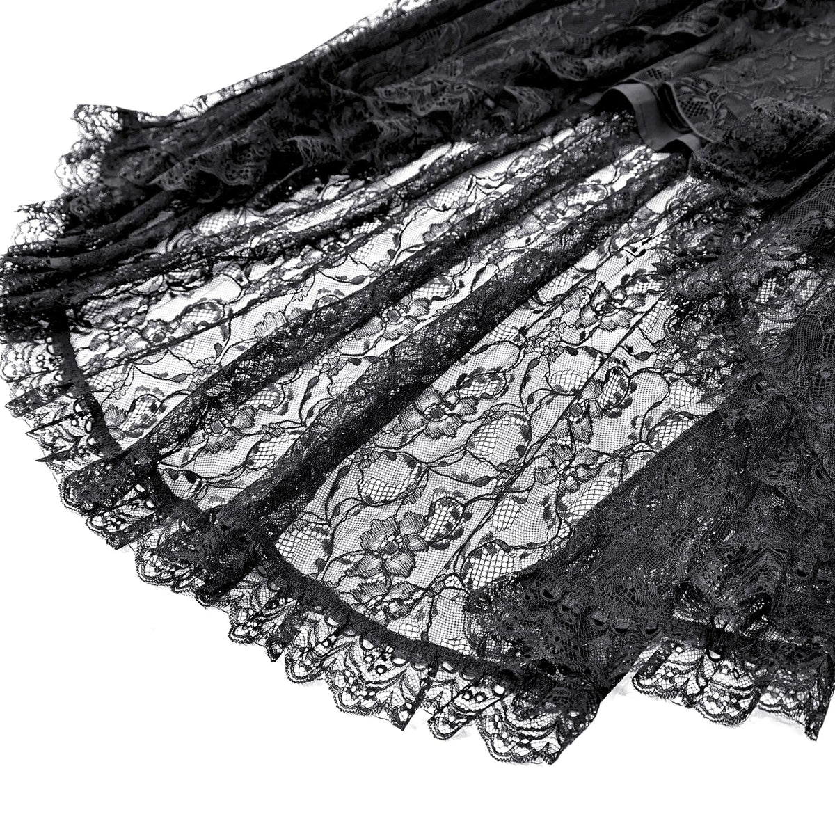 Vestido Gótico de Encaje con Bajo Asimétrico DW1215: detalle del bajo de encaje