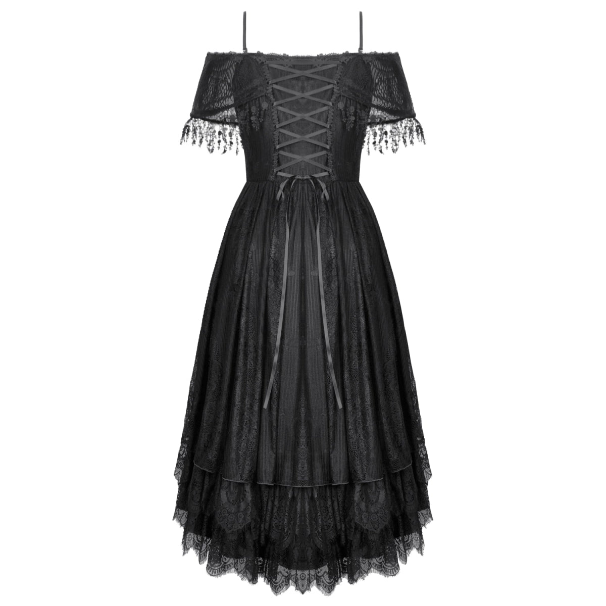 Vestido Gótico Encaje | Hombros Caídos - Crazyinlove