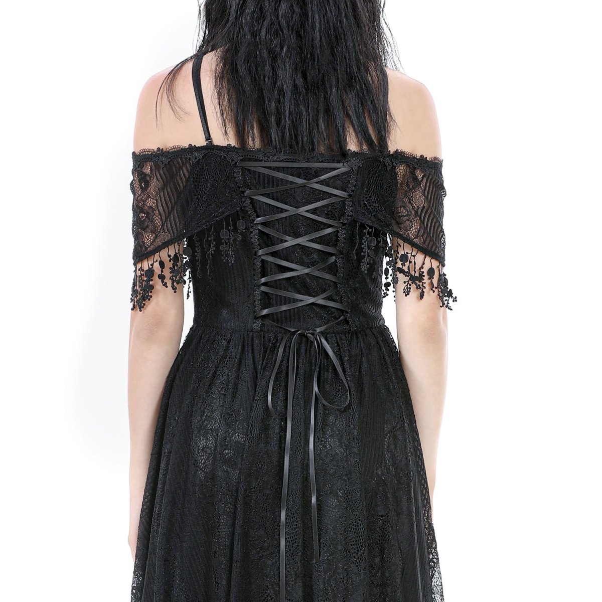 Vestido Gótico Encaje | Hombros Caídos - Crazyinlove