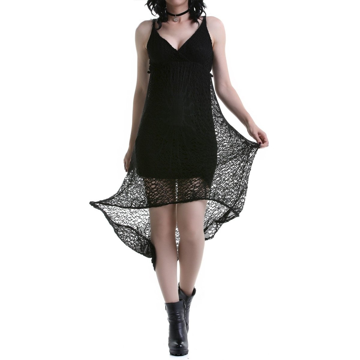 Vestido Gótico Largo Asimétrico de Algodón - Crazyinlove