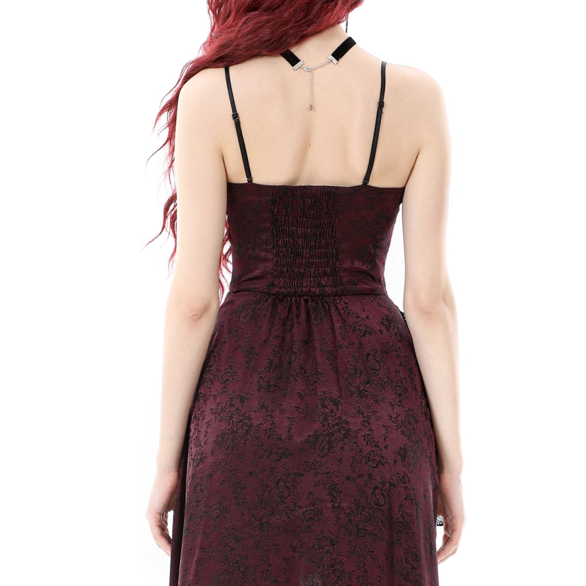 Vestido Largo Burdeos Gótico | Volantes Asimétricos - Crazyinlove