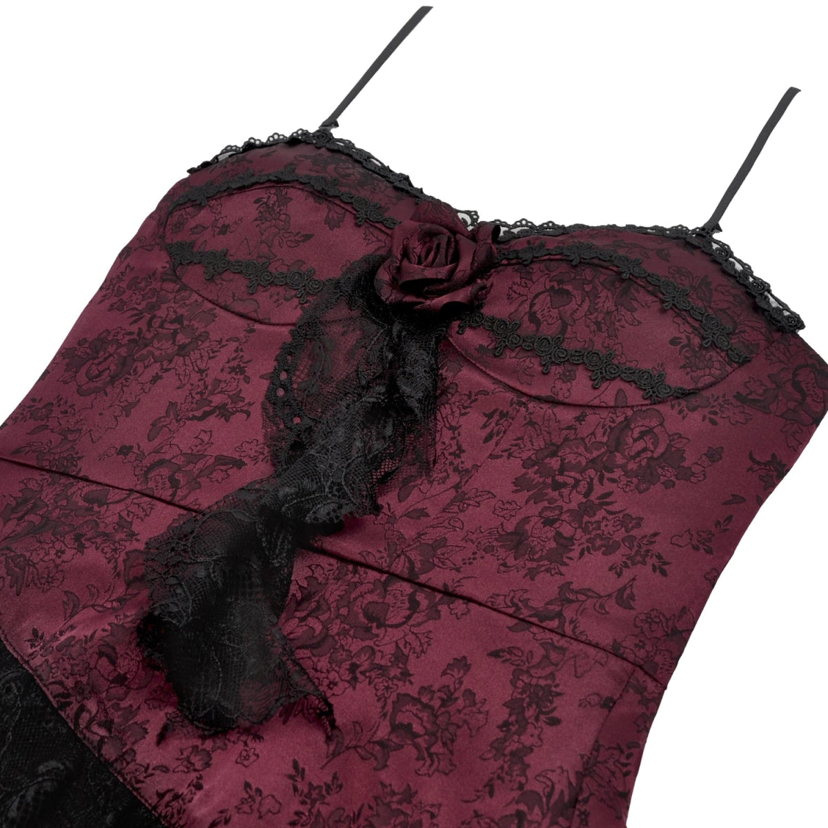 Vestido Largo Burdeos Gótico | Volantes Asimétricos - Crazyinlove