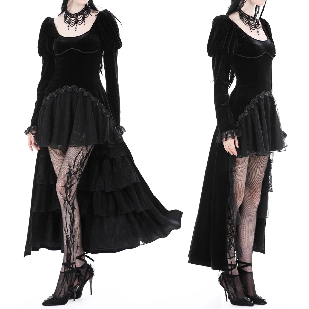 Vestido Largo/corto Terciopelo Negro - Crazyinlove