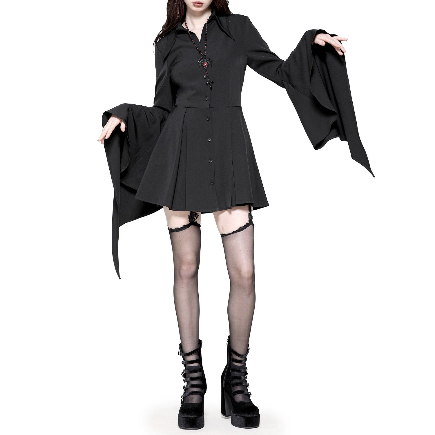 Vestido Mini Mangas Campana "Lilith " - Crazyinlove