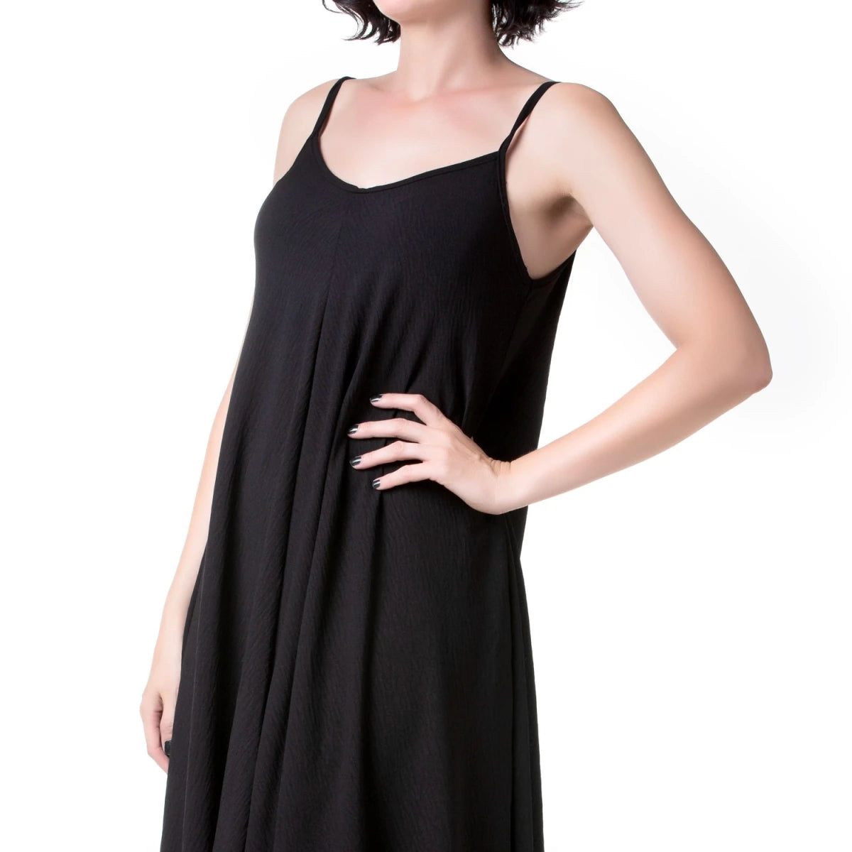 Vestido Negro Asimétrico de Tirantes Finos - Crazyinlove
