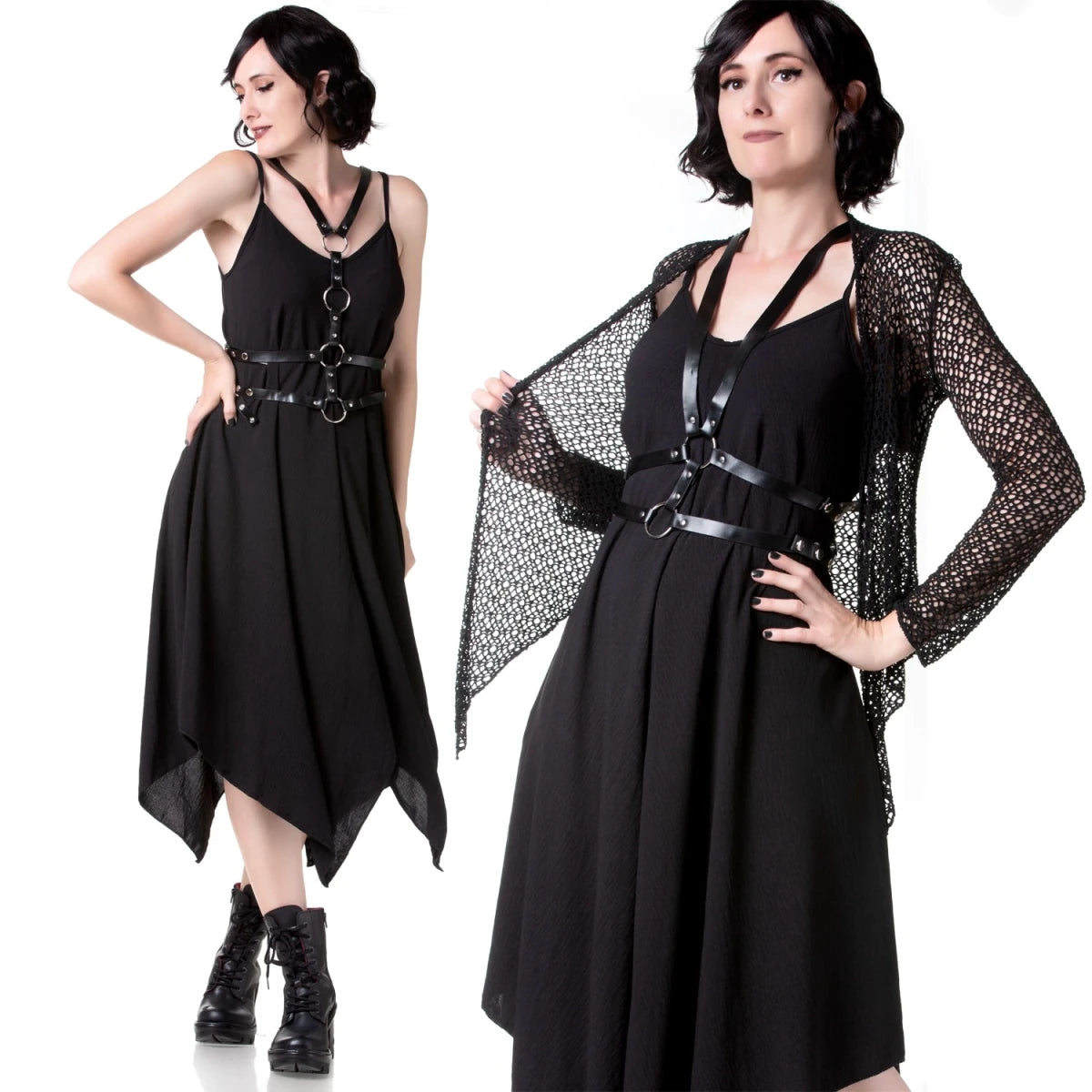 Vestido Negro Asimétrico de Tirantes Finos - Crazyinlove