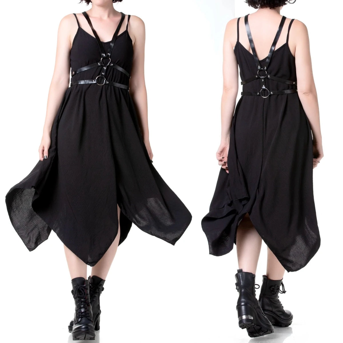 Vestido Negro Asimétrico de Tirantes Finos - Crazyinlove
