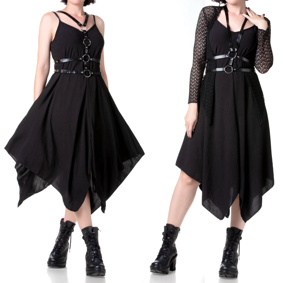 Vestido Negro Asimétrico de Tirantes Finos - Crazyinlove
