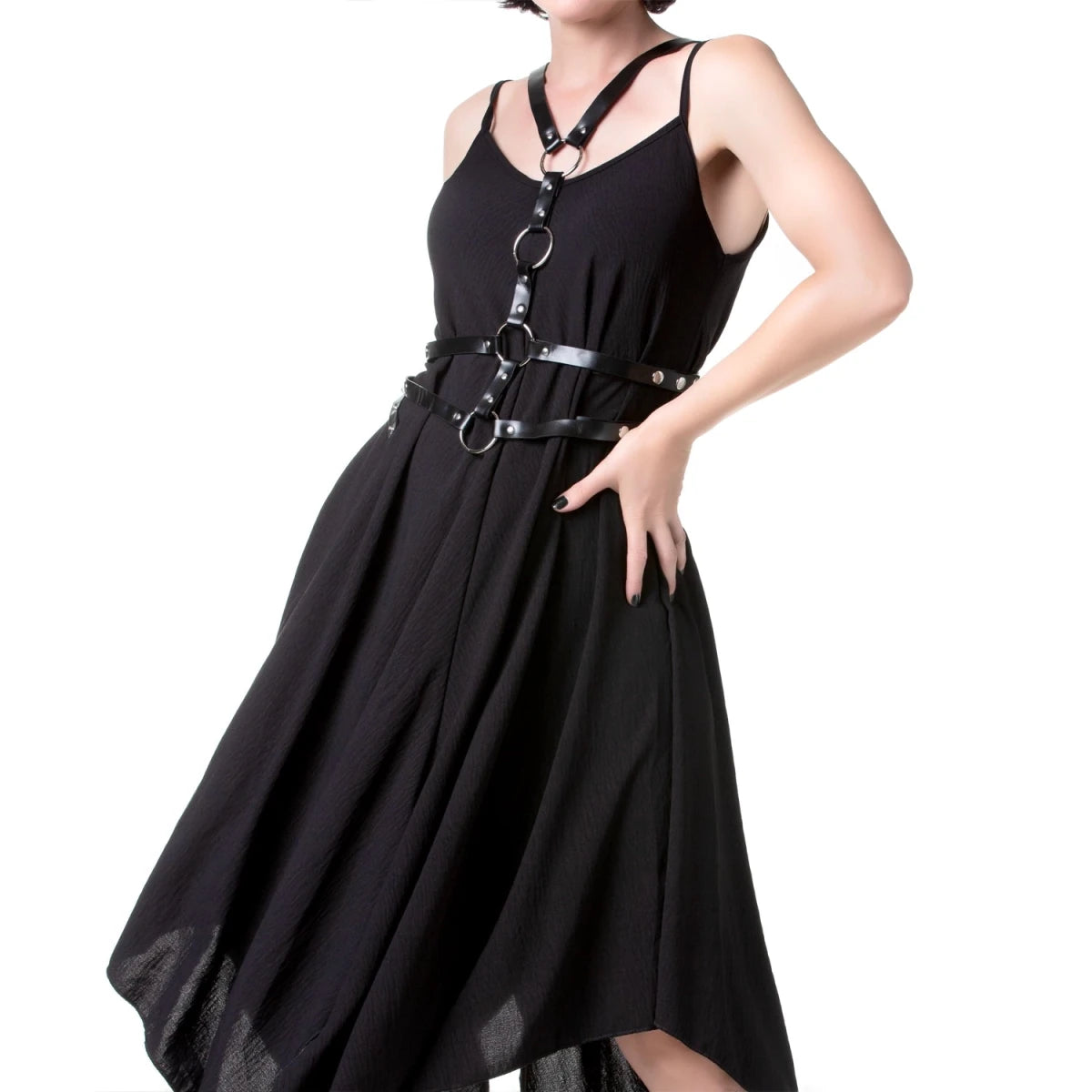 Vestido Negro Asimétrico de Tirantes Finos - Crazyinlove