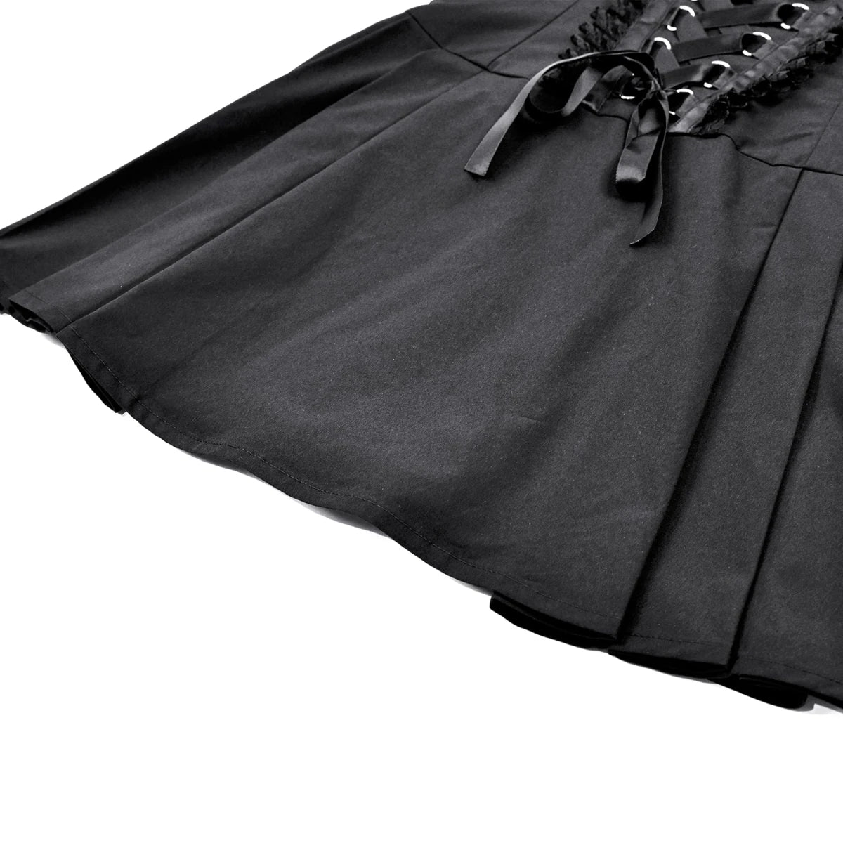 Vestido Negro Mini Punk con Panel de Cordones Estilo Corsé - Crazyinlove