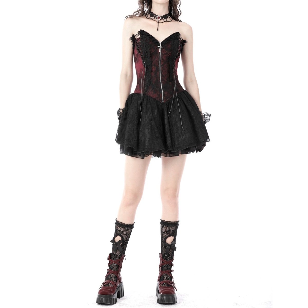 black and red lace corset dress Red and Black Victorian Corset Dress