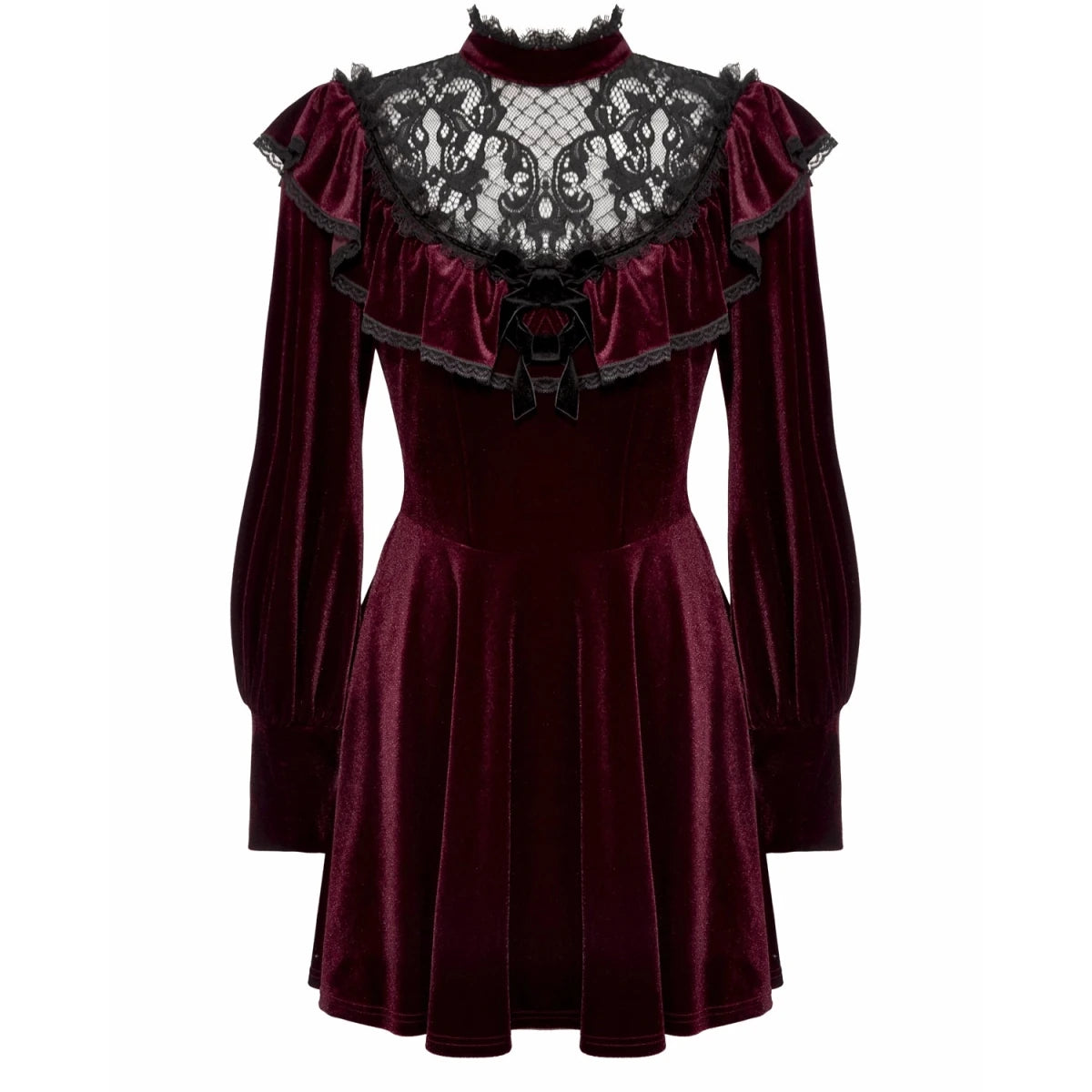 Vestido Terciopelo Burdeos con Capelina Encaje - Crazyinlove