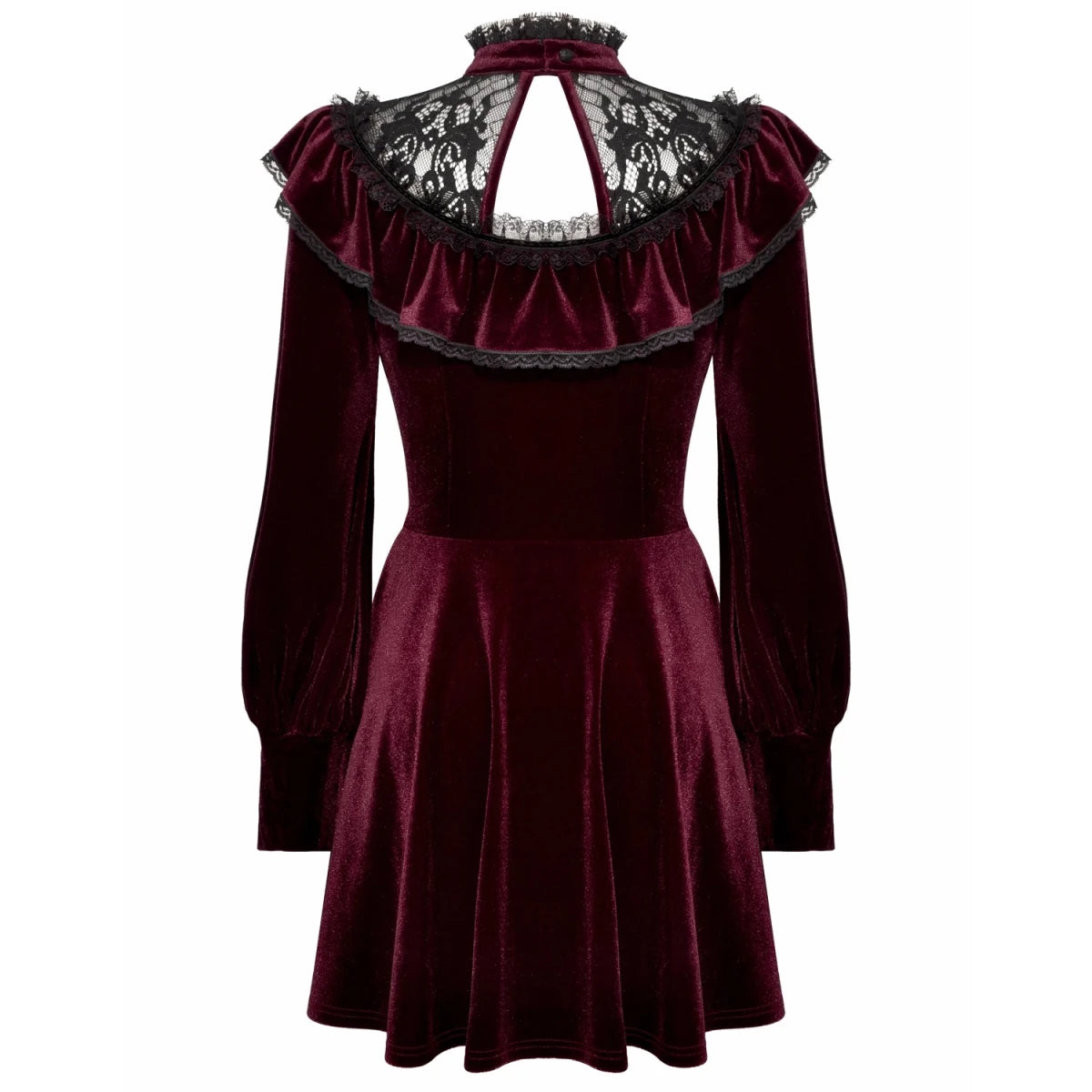 Vestido Terciopelo Burdeos con Capelina Encaje - Crazyinlove