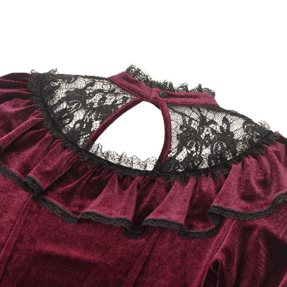 Vestido Terciopelo Burdeos con Capelina Encaje - Crazyinlove