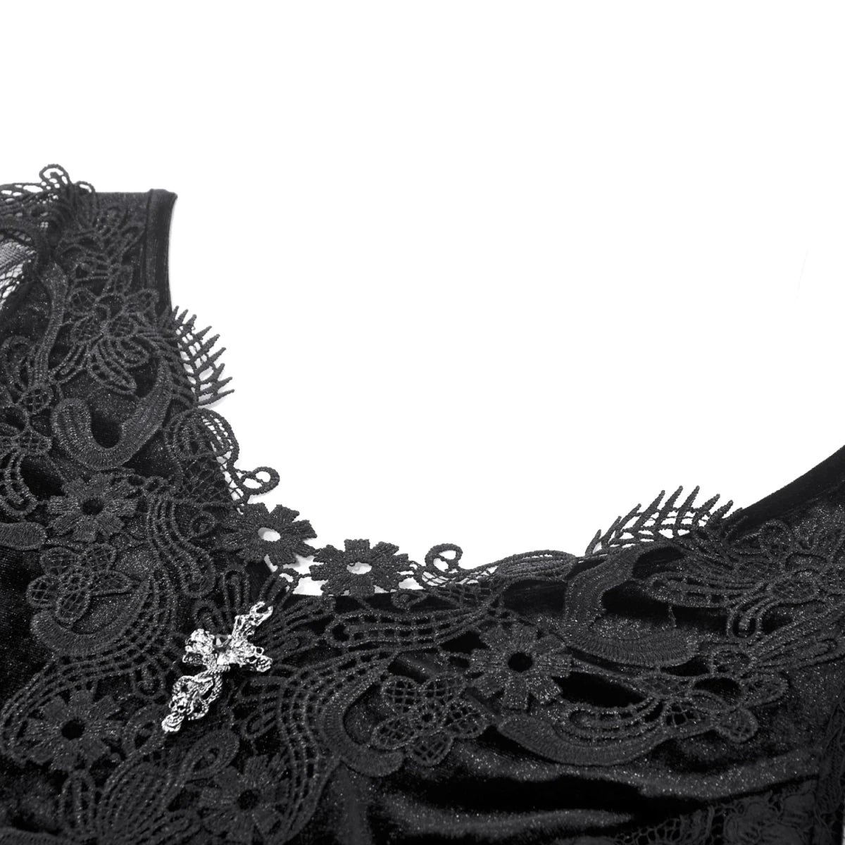 Vestido Terciopelo y Encaje con Mangas Pagoda - Crazyinlove
