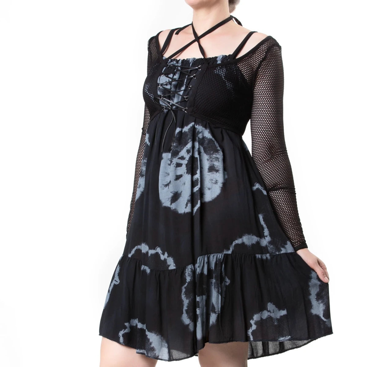 Vestido Tie-Dye Negro y Gris de Viscosa - Crazyinlove