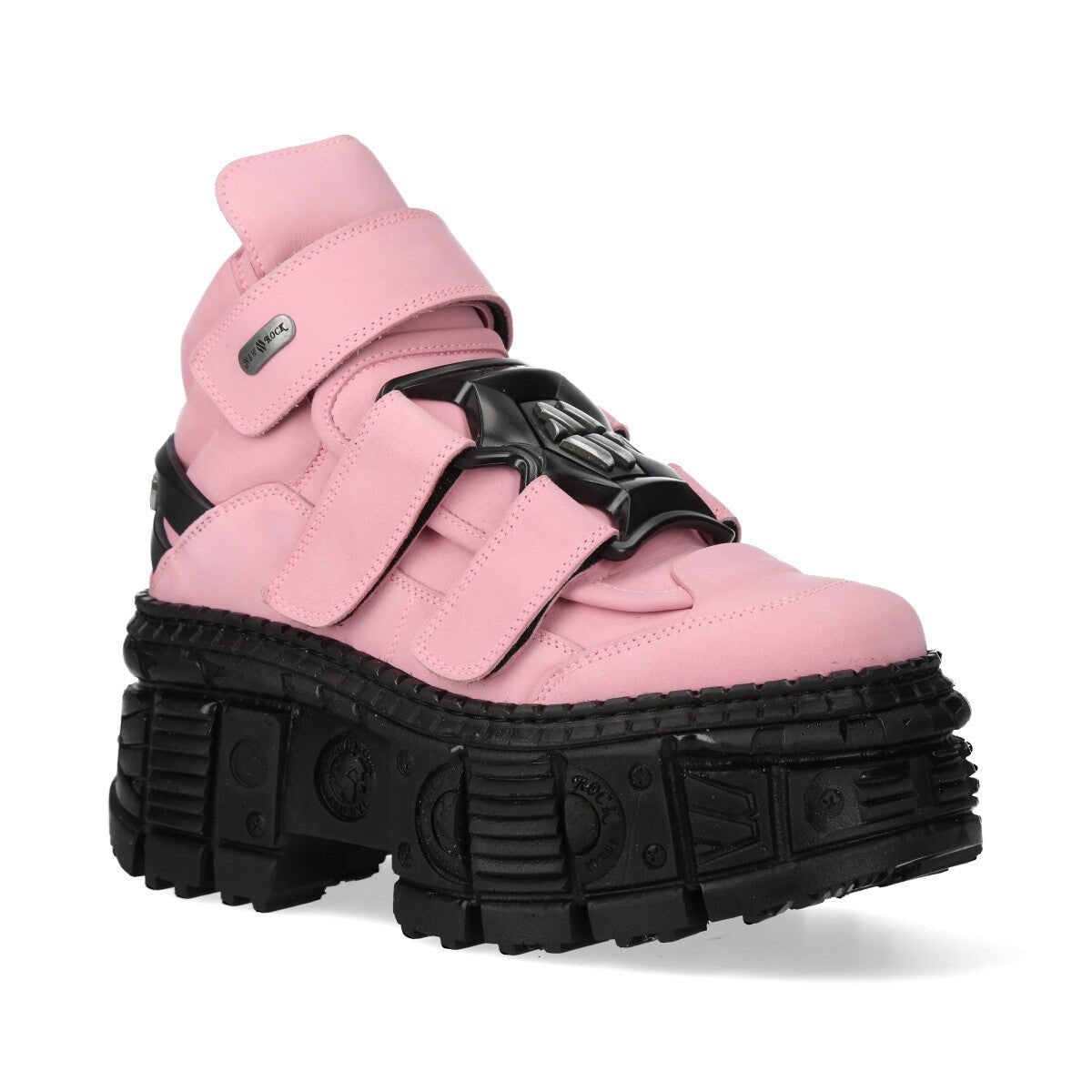 Pink Velcro Platform Ankle Boot New Rock