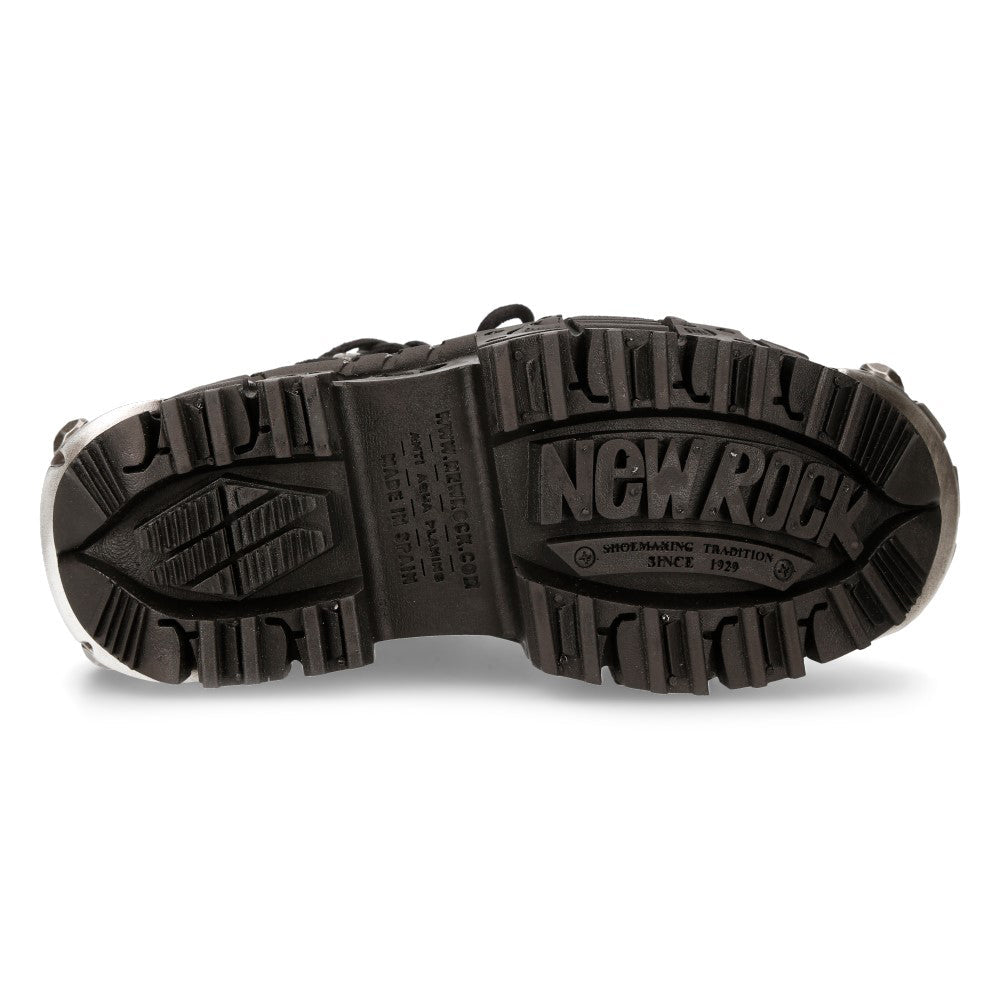 Suela PU-Ultra del zapato New Rock M-WALL106-S10 con tacos y logo de la marca