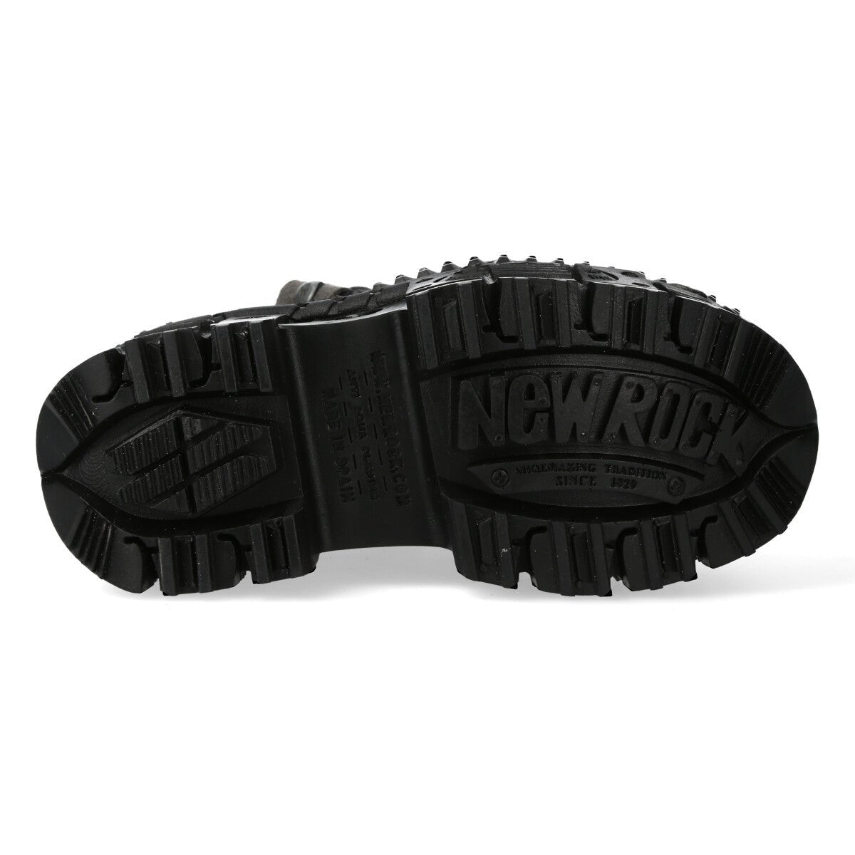 Suela PU-Ultra del zapato New Rock M-WALL106-V16 con tacos y logo en relieve